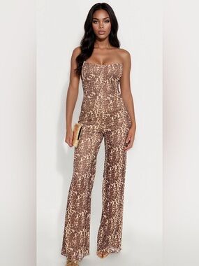 Fashion Nova Strapless Corset Leopard Print Jumpsuit-Size Medium NWT🐆